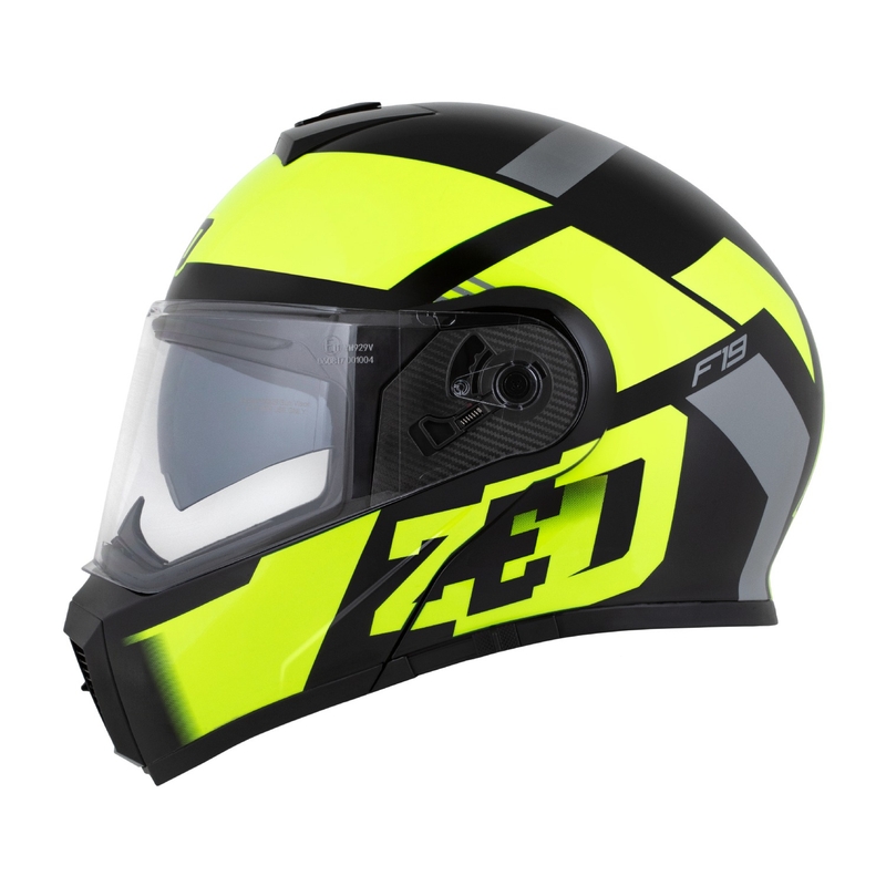 Opklapbare motorhelm ZED F19 zwart-fluogeel