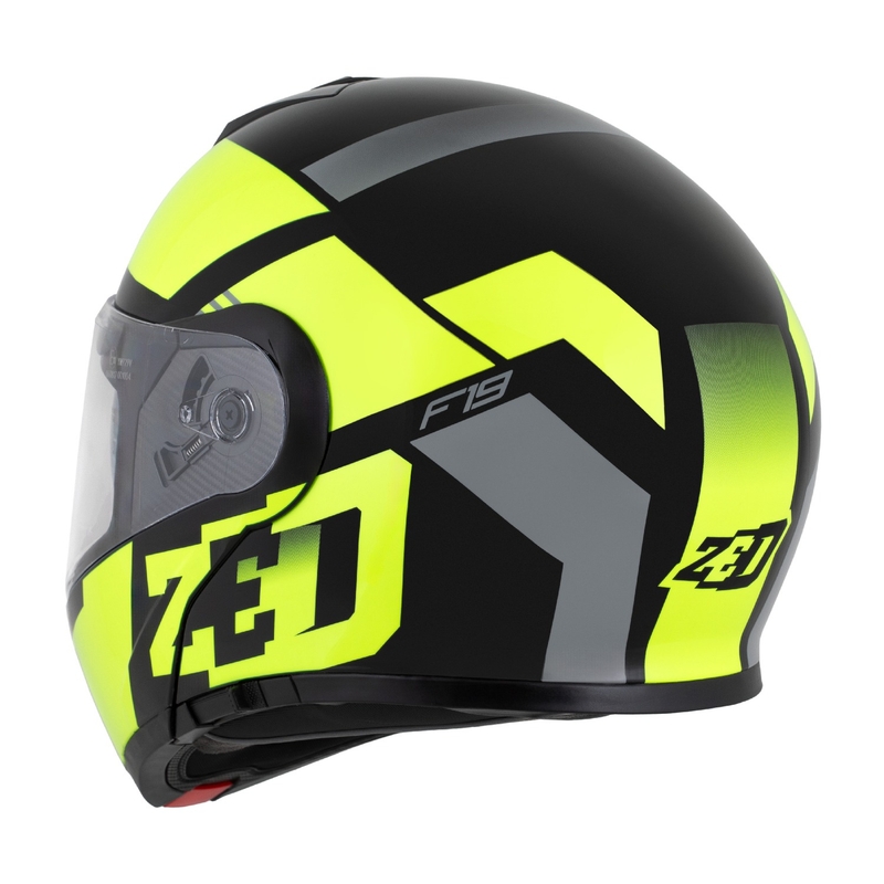 Opklapbare motorhelm ZED F19 zwart-fluogeel