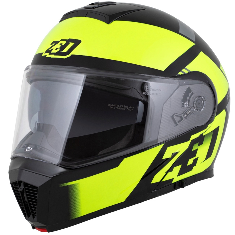 Opklapbare motorhelm ZED F19 zwart-fluogeel