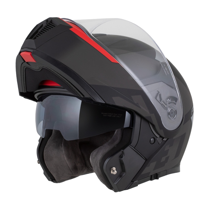 Opklapbare motorhelm ZED F19 mat zwart-fluorood-grijs