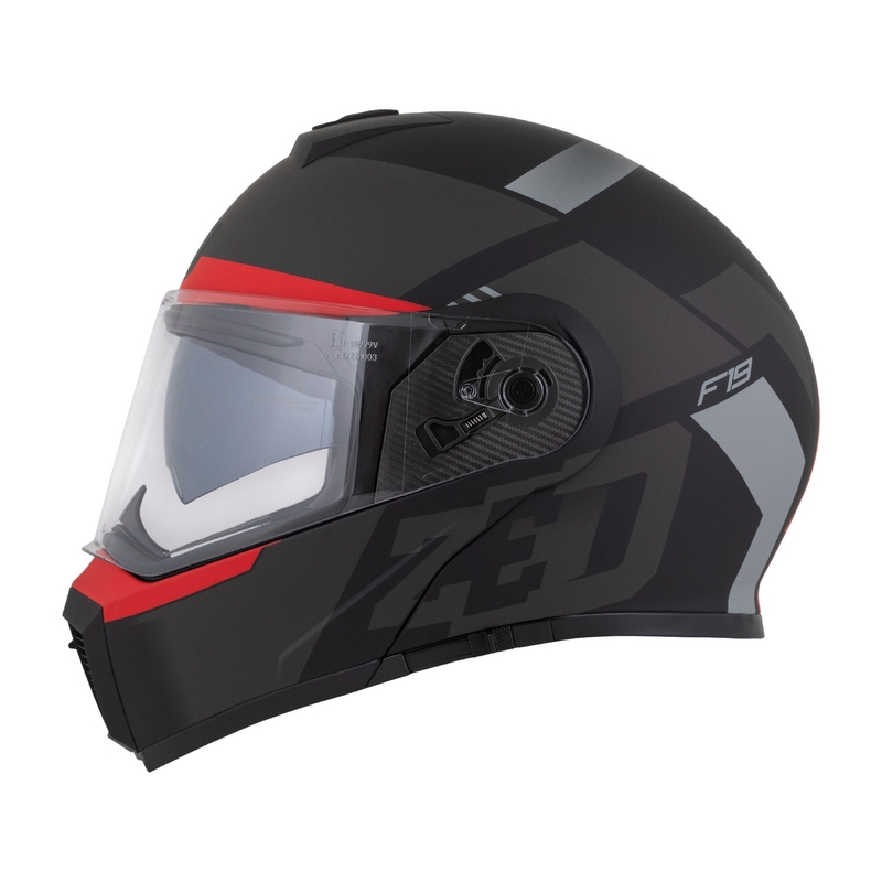 Opklapbare motorhelm ZED F19 mat zwart-fluorood-grijs