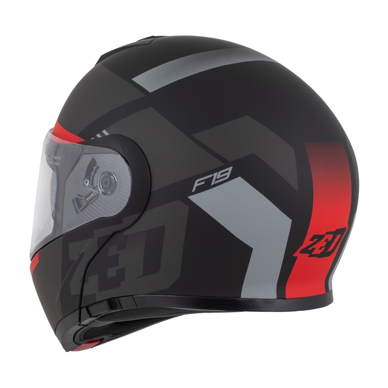 Opklapbare motorhelm ZED F19 mat zwart-fluorood-grijs