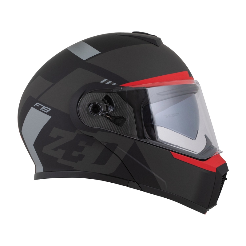 Opklapbare motorhelm ZED F19 mat zwart-fluorood-grijs