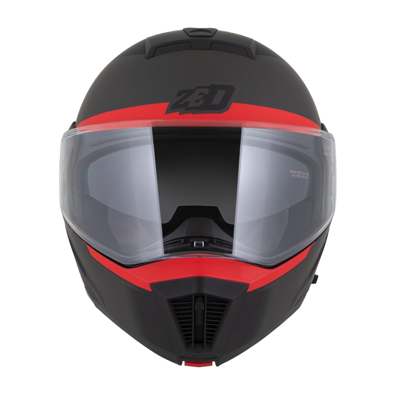 Opklapbare motorhelm ZED F19 mat zwart-fluorood-grijs
