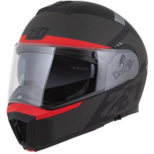 Opklapbare motorhelm ZED F19 mat zwart-fluorood-grijs