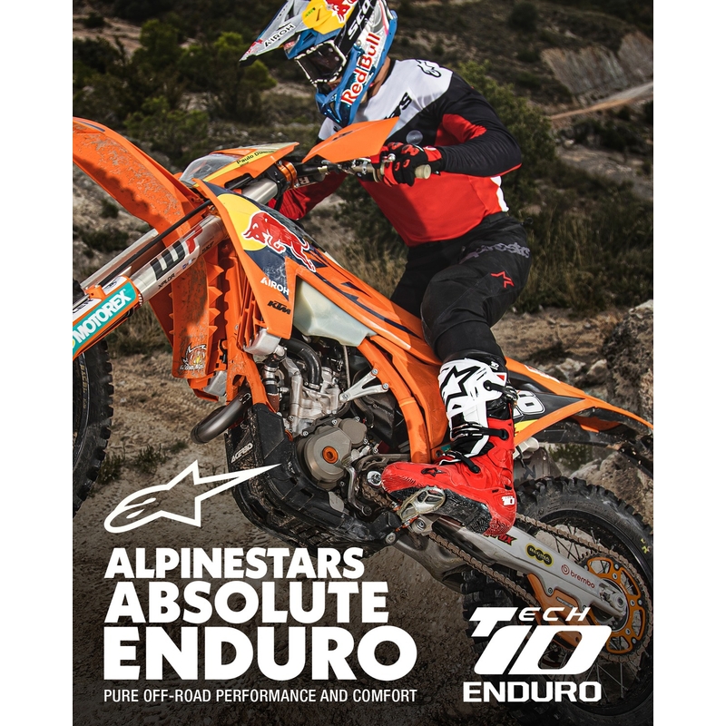 Alpinestars Tech 10 Enduro rood-zwart-wit motorlaarzen