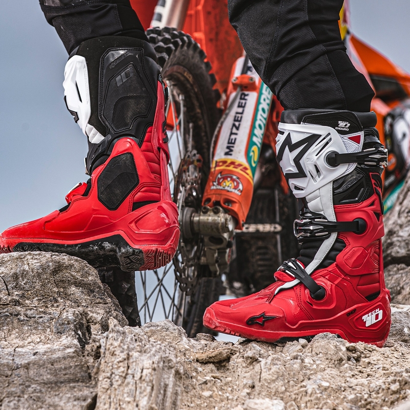 Alpinestars Tech 10 Enduro rood-zwart-wit motorlaarzen