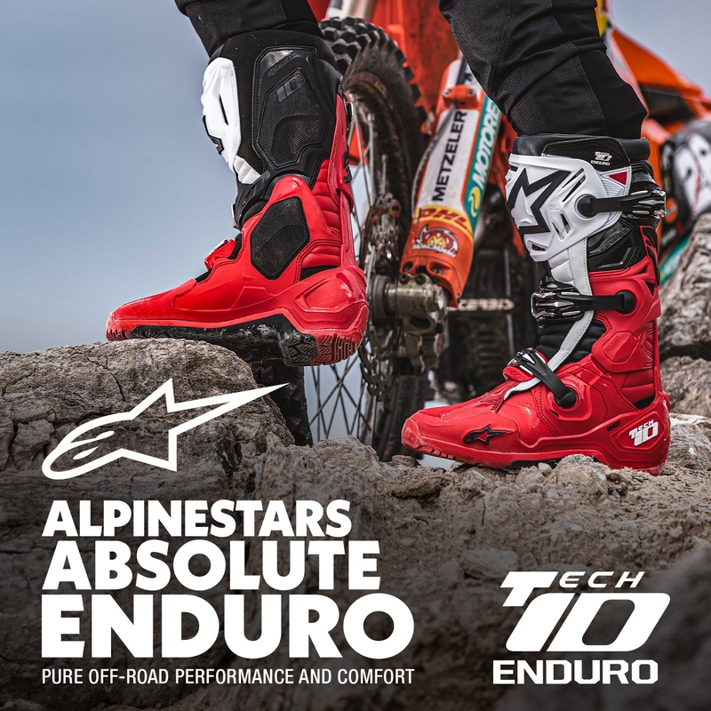 Alpinestars Tech 10 Enduro rood-zwart-wit motorlaarzen
