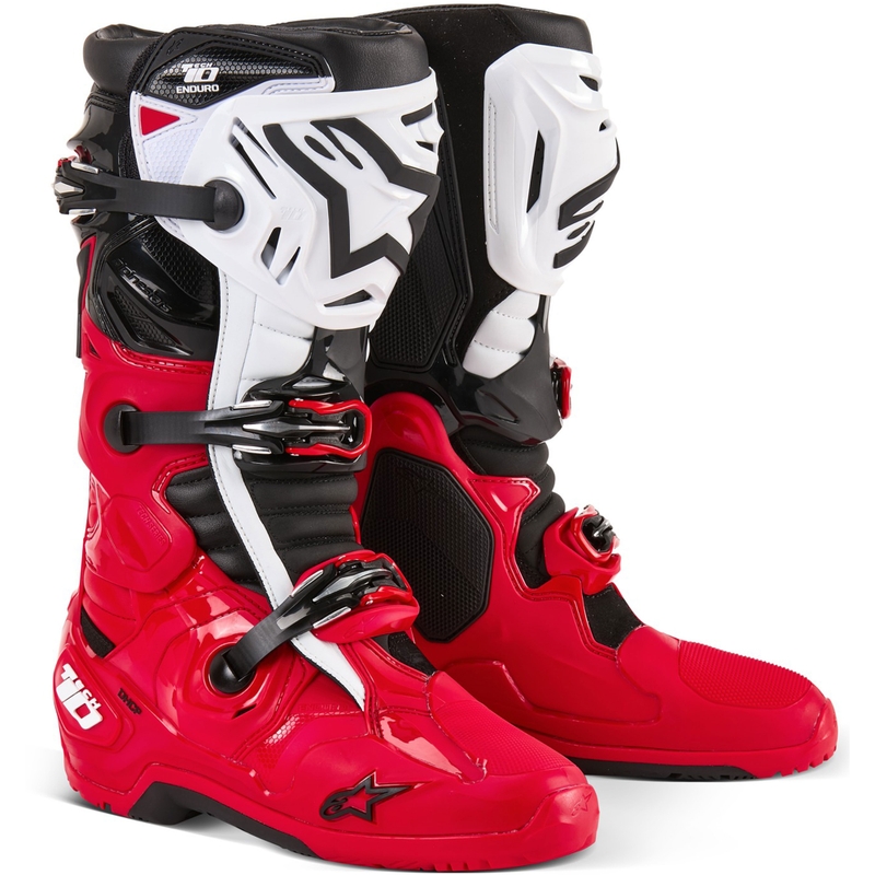 Alpinestars Tech 10 Enduro rood-zwart-wit motorlaarzen