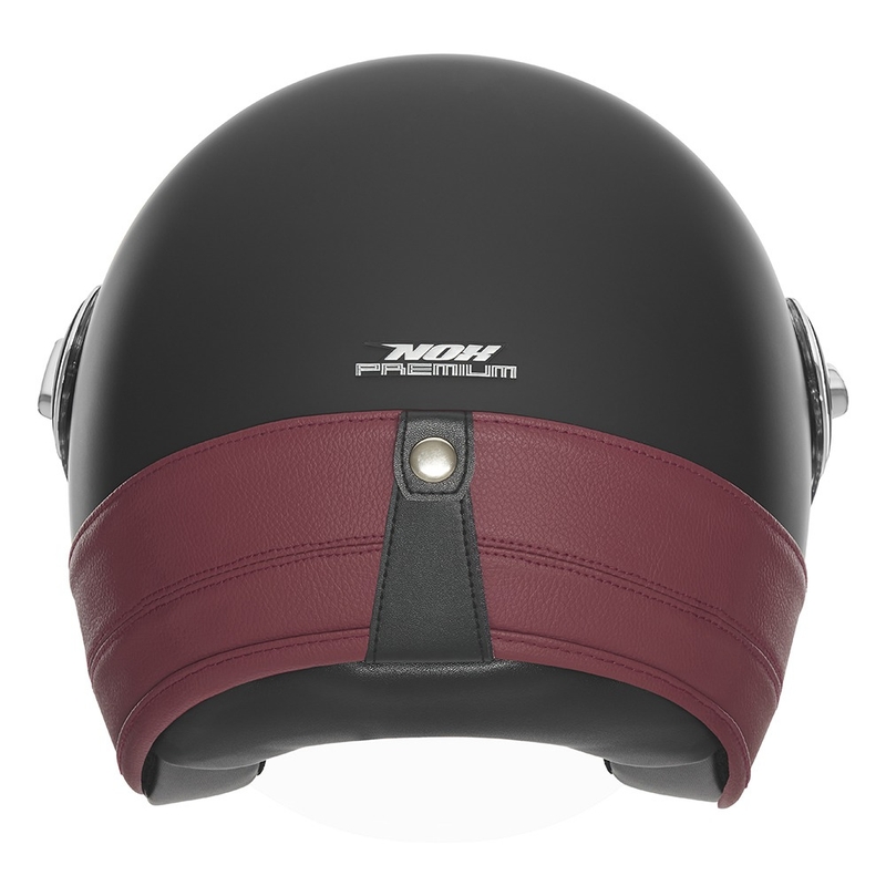 Open motorhelm NOX PREMIUM Heritage matzwart met rood leer
