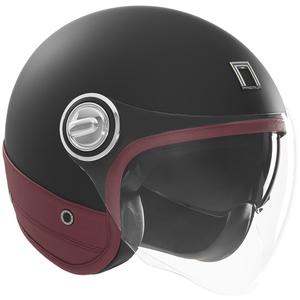 Open motorhelm NOX PREMIUM matzwart met rood leer