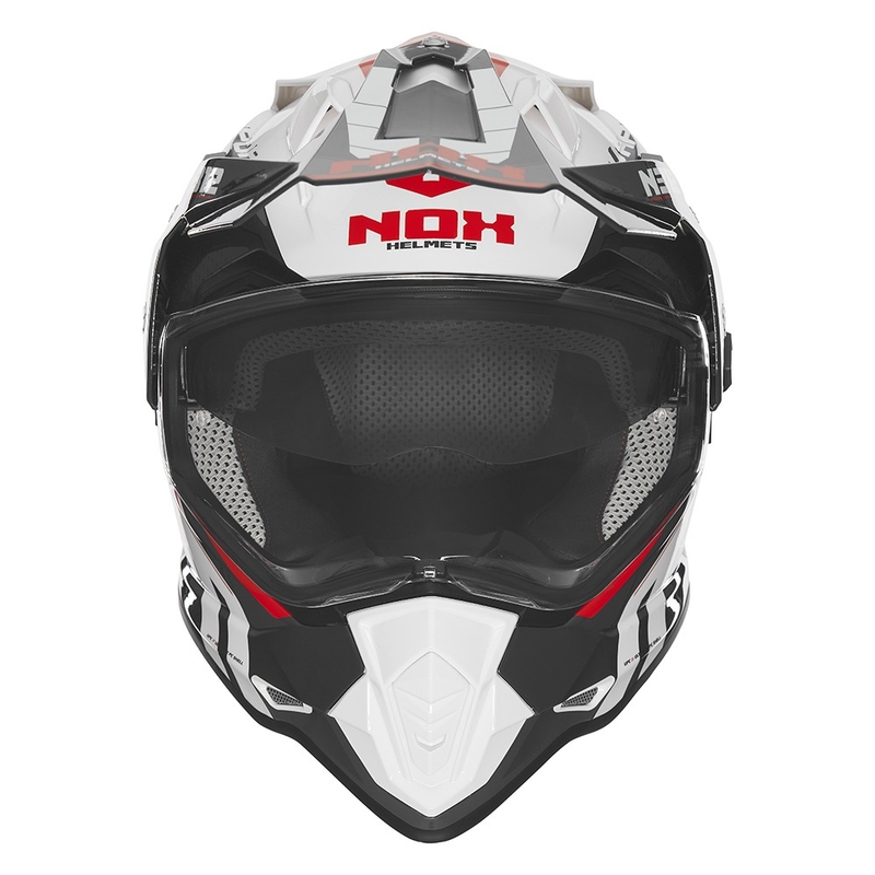 Enduro motorhelm NOX N312 Vapor wit-zwart-rood