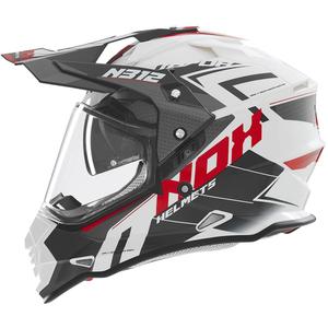 Enduro motorhelm NOX N312 Vapor wit-zwart-rood
