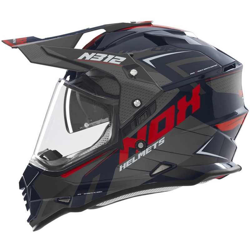 Enduro motorhelm NOX N312 Vapor zwart-blauw-rood