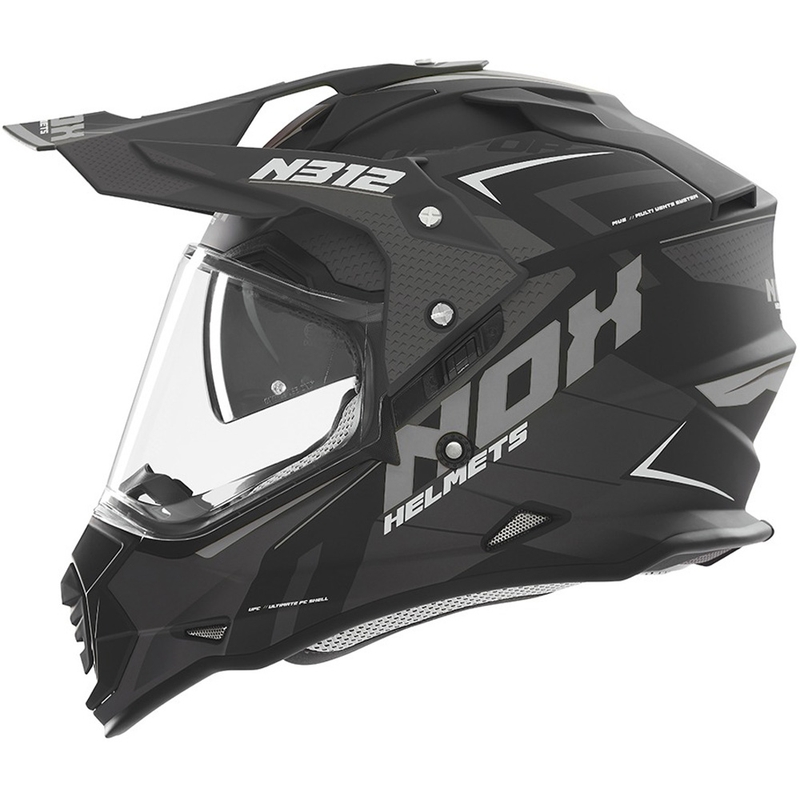 Enduro motorhelm NOX N312 Vapor mat zwart-grijs