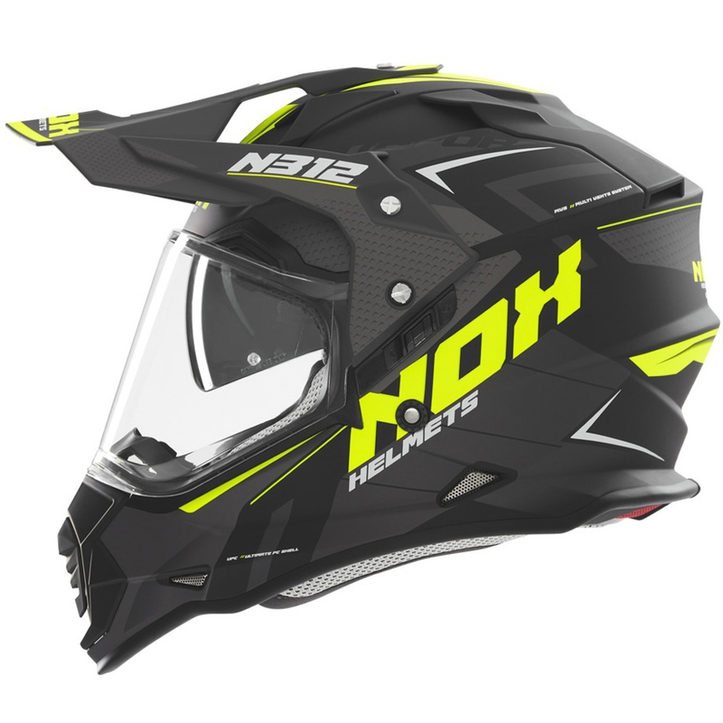Enduro motorhelm NOX N312 Vapor mat zwart-geel