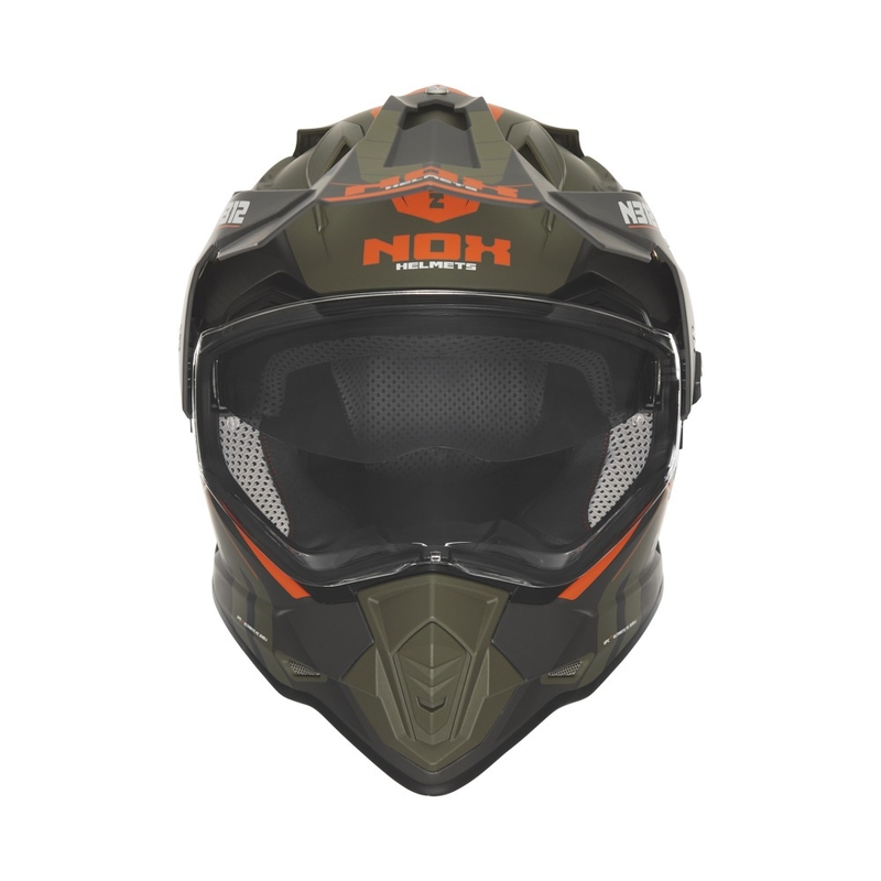 Enduro motorhelm NOX N312 Vapor mat khaki-oranje