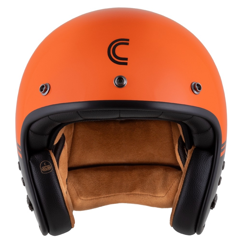 Cassida Eso Super Hooligan Open Motorhelm Zwart-Oranje Parel