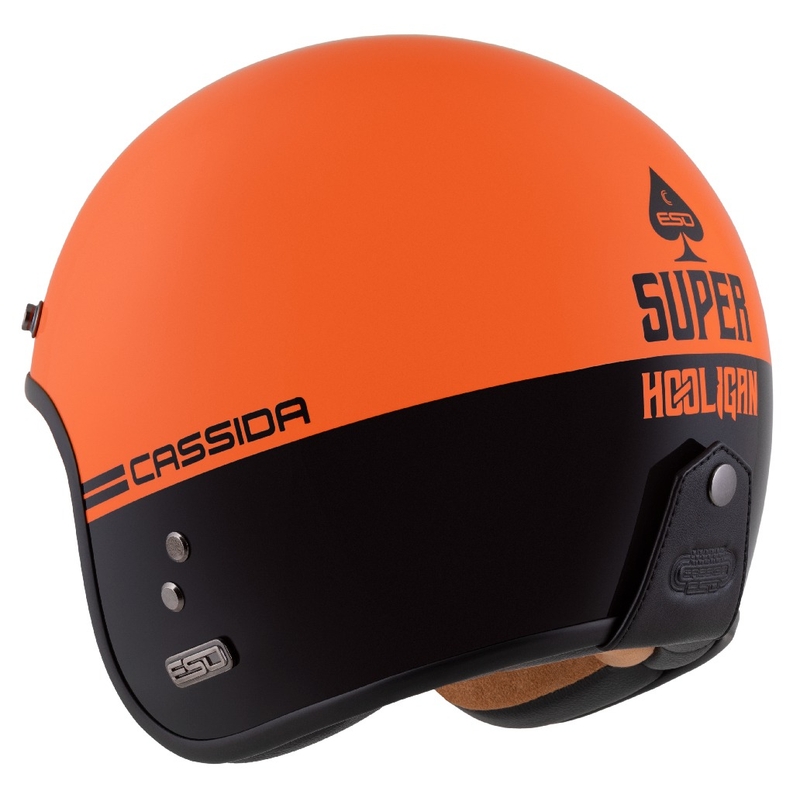 Cassida Eso Super Hooligan Open Motorhelm Zwart-Oranje Parel