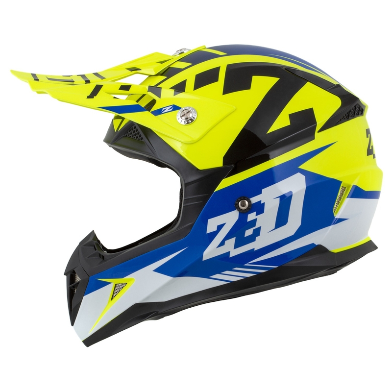 Motorcrosshelm ZED X1.9 Targa fluo geel-blauw-zwart-wit