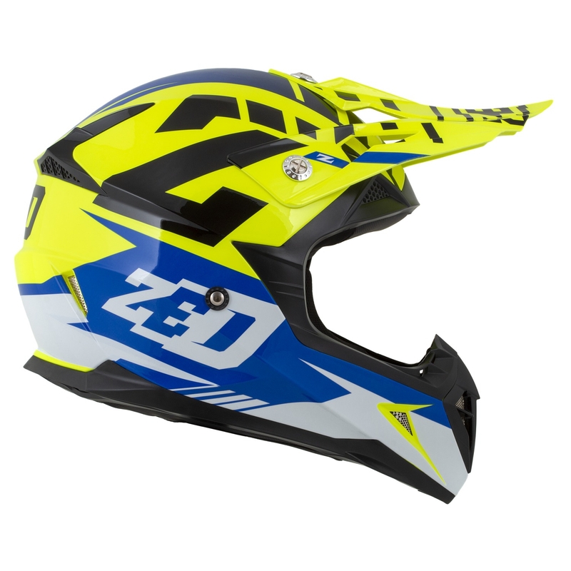 Motorcrosshelm ZED X1.9 Targa fluo geel-blauw-zwart-wit