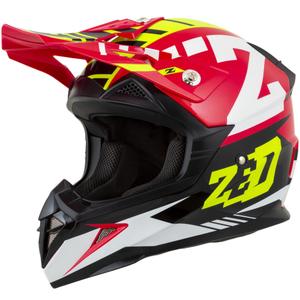 Kinder crosshelm voor motorfiets ZED X1.9D Targa rood-fluo geel-zwart-wit