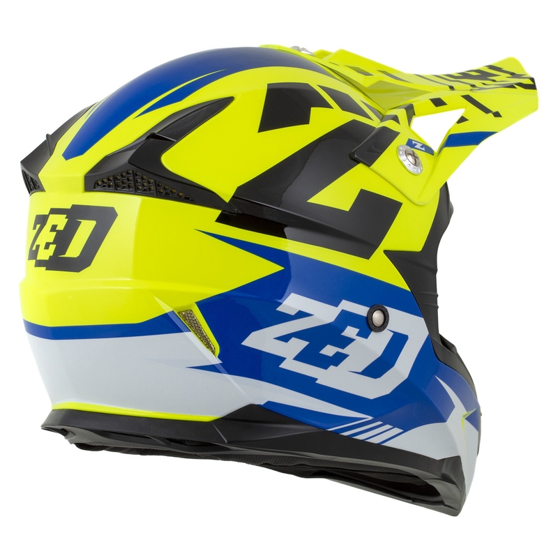 Kinder motorcrosshelm ZED X1.9D Targa fluo geel-blauw-zwart-wit