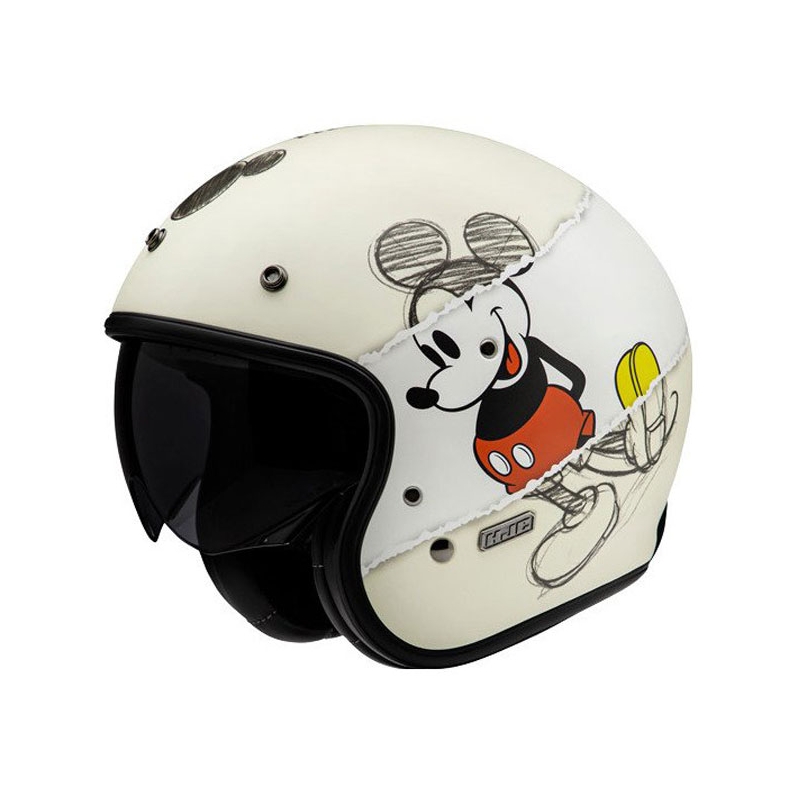 Open motorhelm HJC V31 Disney Mickey Sketch MC1SF wit-zwart