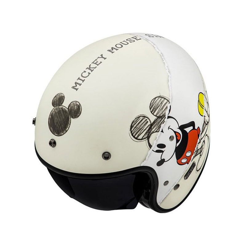 Open motorhelm HJC V31 Disney Mickey Sketch MC1SF wit-zwart