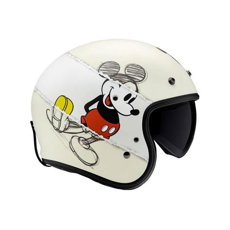 Open motorhelm HJC V31 Disney Mickey Sketch MC1SF wit-zwart