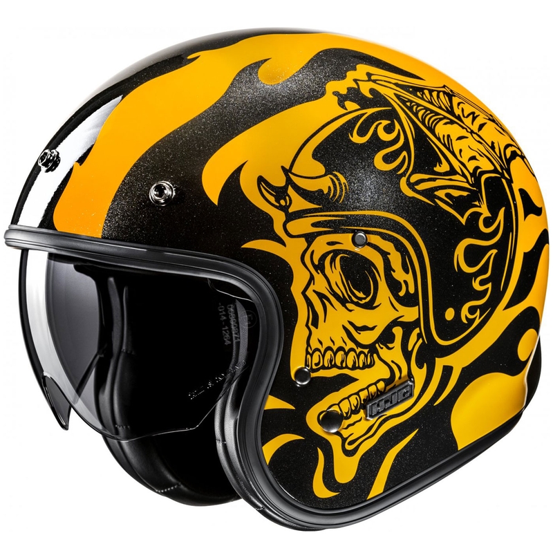 Open motorhelm HJC V31 Flame MC3 geel-zwart