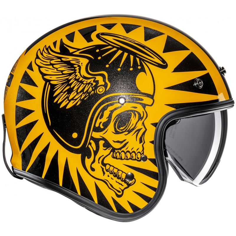 Open motorhelm HJC V31 Flame MC3 geel-zwart