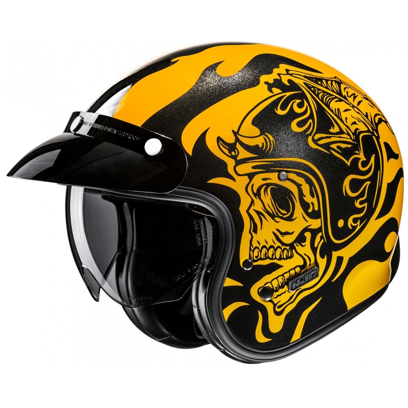 Open motorhelm HJC V31 Flame MC3 geel-zwart