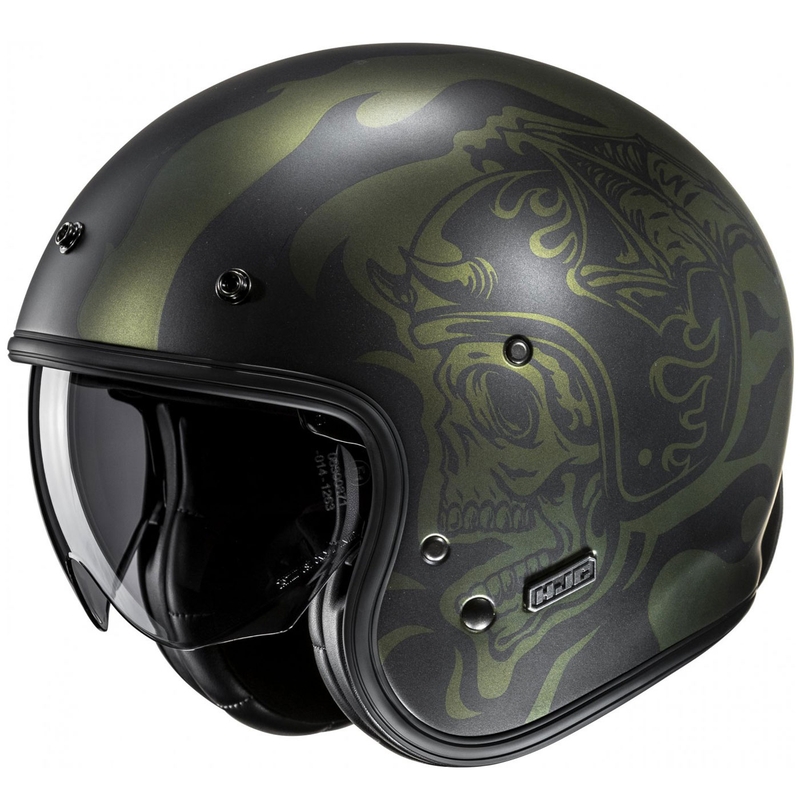Open motorhelm HJC V31 Flame MC4SF zwart-groen