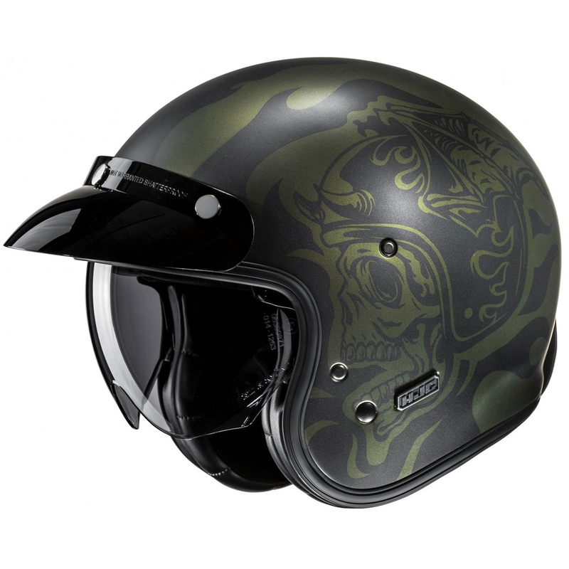 Open motorhelm HJC V31 Flame MC4SF zwart-groen