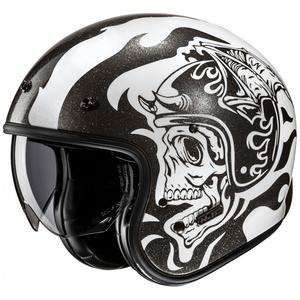 Open motorhelm HJC V31 Flame MC5 zwart/wit