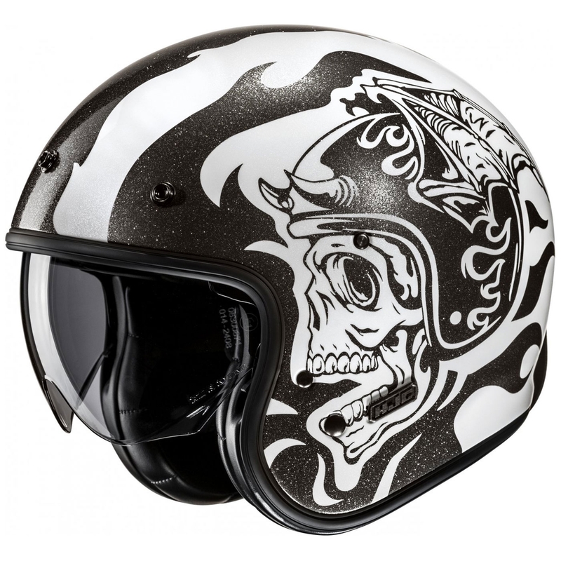 Open motorhelm HJC V31 Flame MC5 zwart/wit