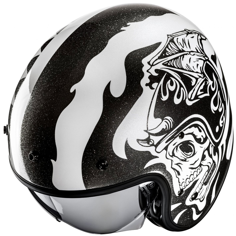 Open motorhelm HJC V31 Flame MC5 zwart/wit