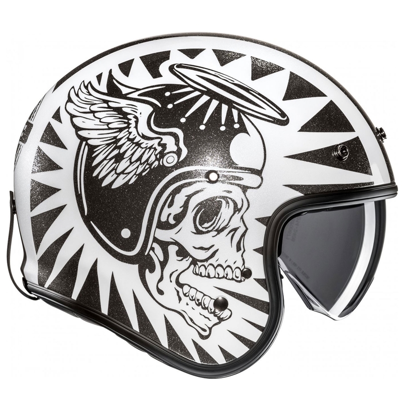 Open motorhelm HJC V31 Flame MC5 zwart/wit