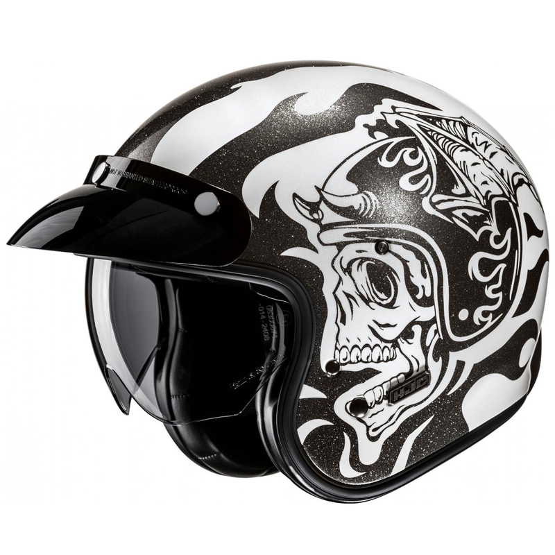 Open motorhelm HJC V31 Flame MC5 zwart/wit