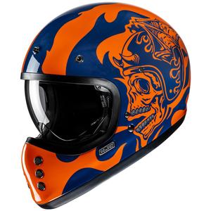 Integraal motorhelm HJC V60 Flame MC27 oranje-blauw