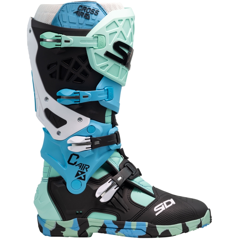 SiDi Crossair X zwart met turquoise motorlaarzen