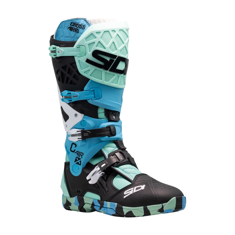 SiDi Crossair X zwart met turquoise motorlaarzen
