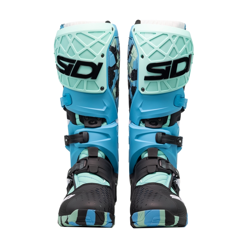 SiDi Crossair X zwart met turquoise motorlaarzen