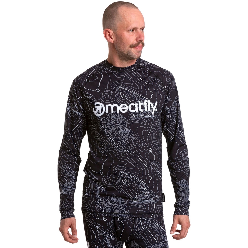 Heren thermoshirt Meatfly Avery zwart-wit