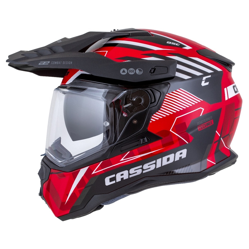 Endurohelm Cassida Road Runner TechniX rood-zwart-wit-grijs