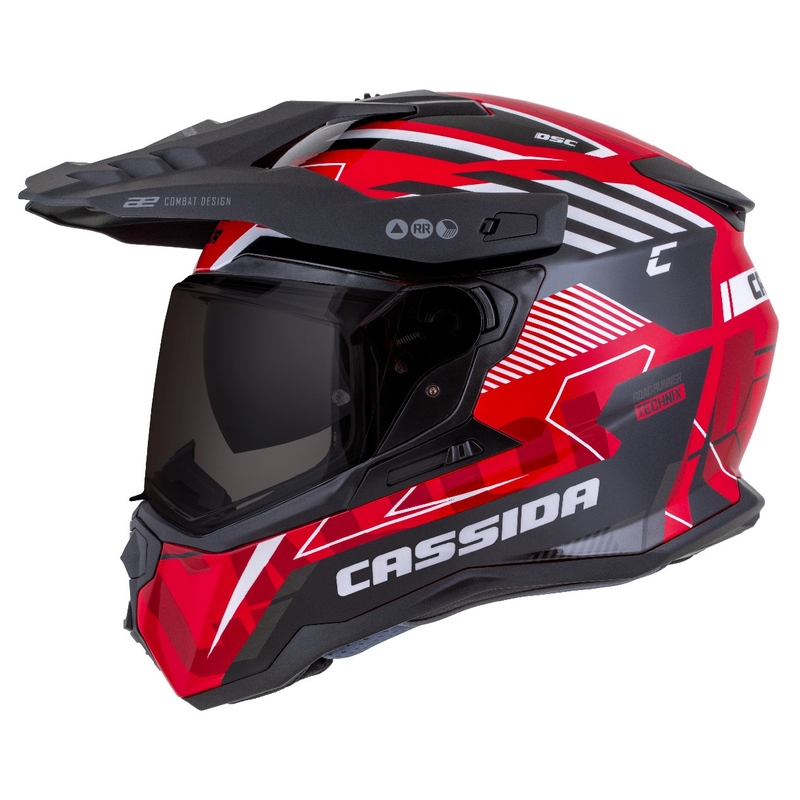 Endurohelm Cassida Road Runner TechniX rood-zwart-wit-grijs