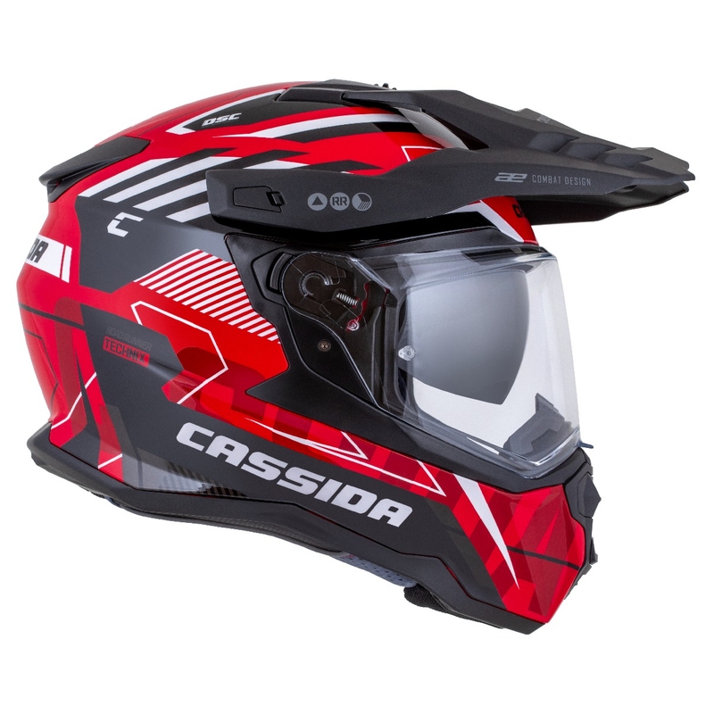 Endurohelm Cassida Road Runner TechniX rood-zwart-wit-grijs
