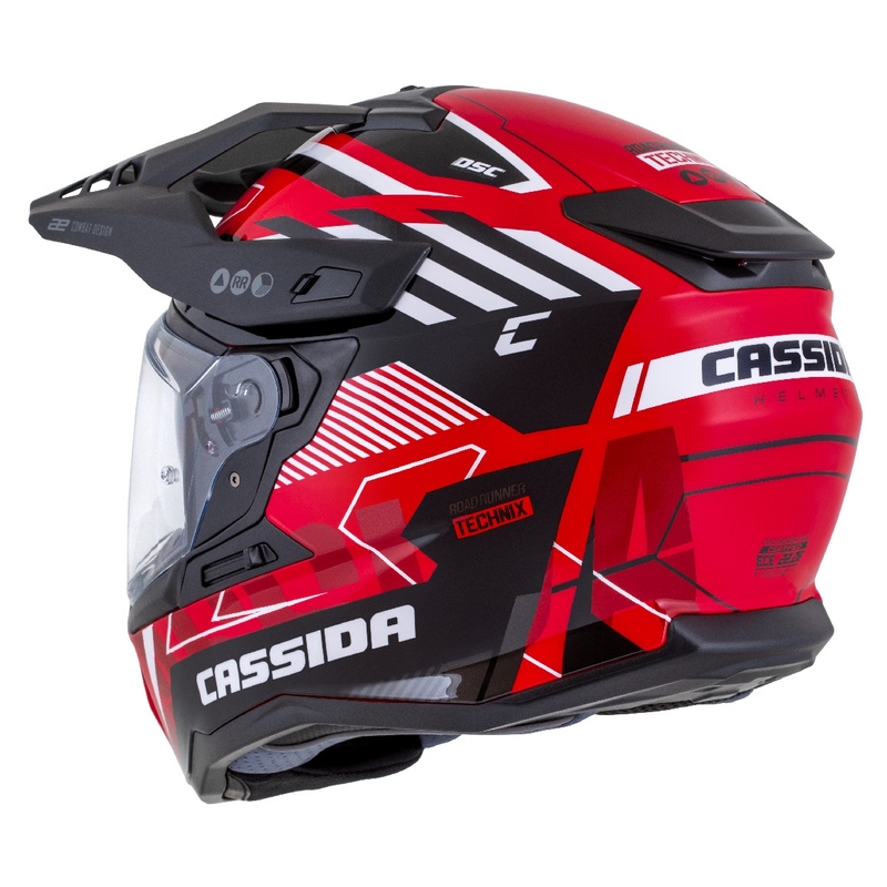 Endurohelm Cassida Road Runner TechniX rood-zwart-wit-grijs