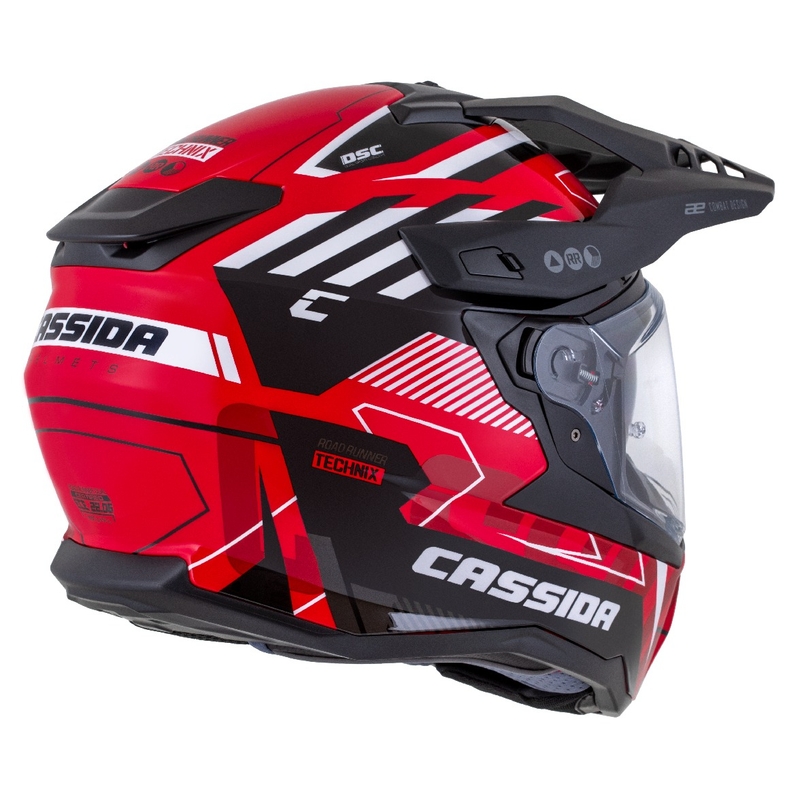Endurohelm Cassida Road Runner TechniX rood-zwart-wit-grijs